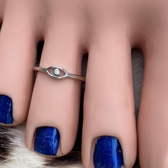 Evil Eye CZ Sterling Silver Toe Ring - Picture 2 of 4